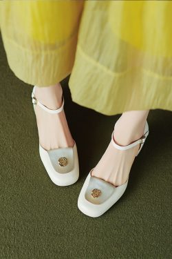 Light Luxury Baotou Sandals for Women - Hollow Genuine Leather Chunky High Heels, Stylish Mary Jane Shoes for Summer Fashion