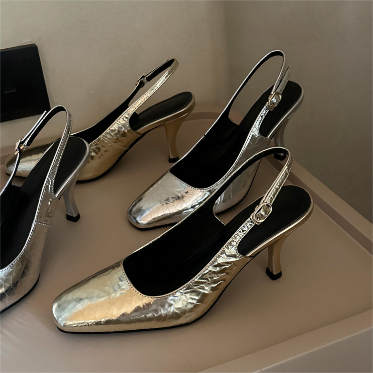 Light Luxury French Square-Toe Lambskin Mule High-Heeled Sandals - Open Back Italian Style Socialite Footwear Light Luxury French Square-Toe Lambskin Mule High-Heeled Sandals - Open Back Italian Style Socialite Footwear