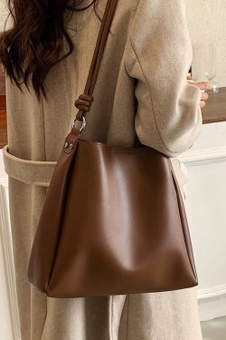 Light Luxury Retro Large-Capacity Shoulder Bag - Textured Mother and Child Bucket Bag for Women - Autumn Winter Fashion