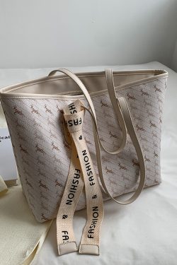 Light Luxury Retro Printed Tote Bag for Women - High-End Large Capacity Commuting Shoulder Bag