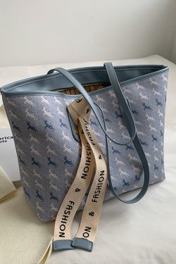Light Luxury Retro Printed Tote Bag for Women - High-End Large Capacity Commuting Shoulder Bag