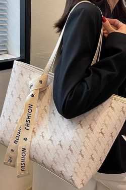 Light Luxury Retro Printed Tote Bag for Women - High-End Large Capacity Commuting Shoulder Bag