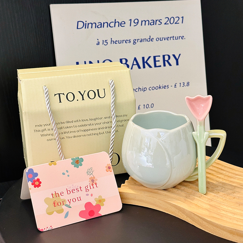 Light Luxury Tulip Ceramic Drinking Cup - Elegant Gift for Girls, Perfect Birthday Mug for Best Friends Light Luxury Tulip Ceramic Drinking Cup - Elegant Gift for Girls, Perfect Birthday Mug for Best Friends