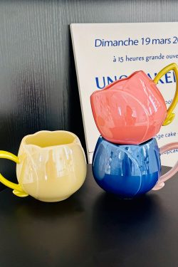 Light Luxury Tulip Ceramic Drinking Cup - Elegant Gift for Girls, Perfect Birthday Mug for Best Friends