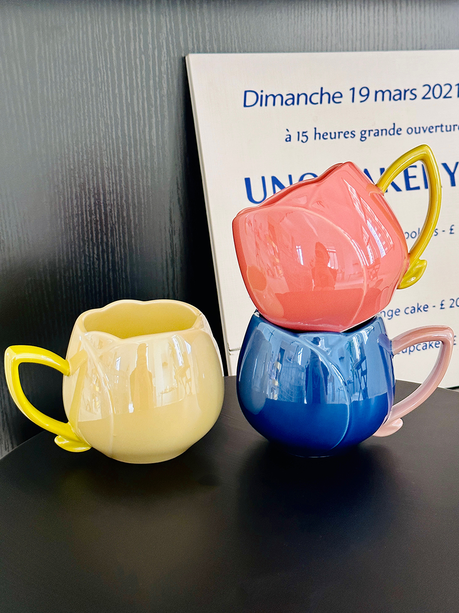 Light Luxury Tulip Ceramic Drinking Cup - Elegant Gift for Girls, Perfect Birthday Mug for Best Friends Light Luxury Tulip Ceramic Drinking Cup - Elegant Gift for Girls, Perfect Birthday Mug for Best Friends