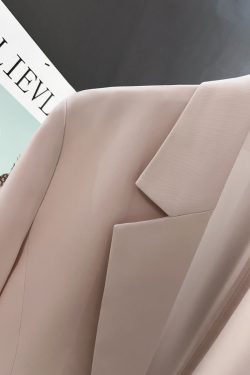 Light Pink Elegant Women's Blazer Jacket - Thin High-End Spring/Summer Suit Top for Intellectual Style