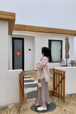 Light Pink Plus Size Stand Collar Shirt - Loose Fit, Heartfelt Love Design, High Intelligence Sense, Commuter Style, Trendy Fashion