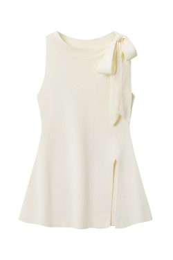 Light Purple Charm Lace-Up Bow Sleeveless Split Tank Top - Unique Women's Summer Fashion in 90s Style