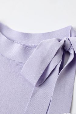 Light Purple Charm Lace-Up Bow Sleeveless Split Tank Top - Unique Women's Summer Fashion in 90s Style