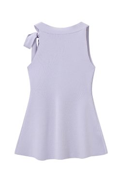 Light Purple Charm Lace-Up Bow Sleeveless Split Tank Top - Unique Women's Summer Fashion in 90s Style