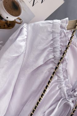 Light Purple Lace-Trimmed Puff Sleeve Mid-Length Dress - French Style Summer 2025 Women's Fashion, Elegant Little Dress