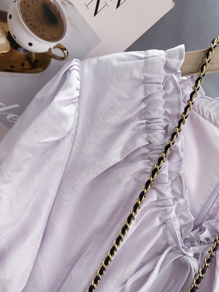 Light Purple Lace-Trimmed Puff Sleeve Mid-Length Dress - French Style Summer 2025 Women's Fashion, Elegant Little Dress Light Purple Lace-Trimmed Puff Sleeve Mid-Length Dress - French Style Summer 2025 Women's Fashion, Elegant Little Dress