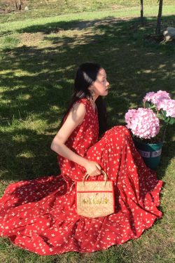 Light Spring Mountains Retro Floral Maxi Dress for Women - Loose V-Neck Sleeveless Long Dress, Perfect for Summer 90s & Y2K Style