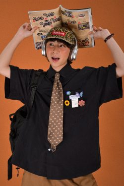 Light Yellow Vintage Short Sleeve Shirt for Women - Summer Loose Korean Style Top, Popular Half Sleeve Fashion for Students