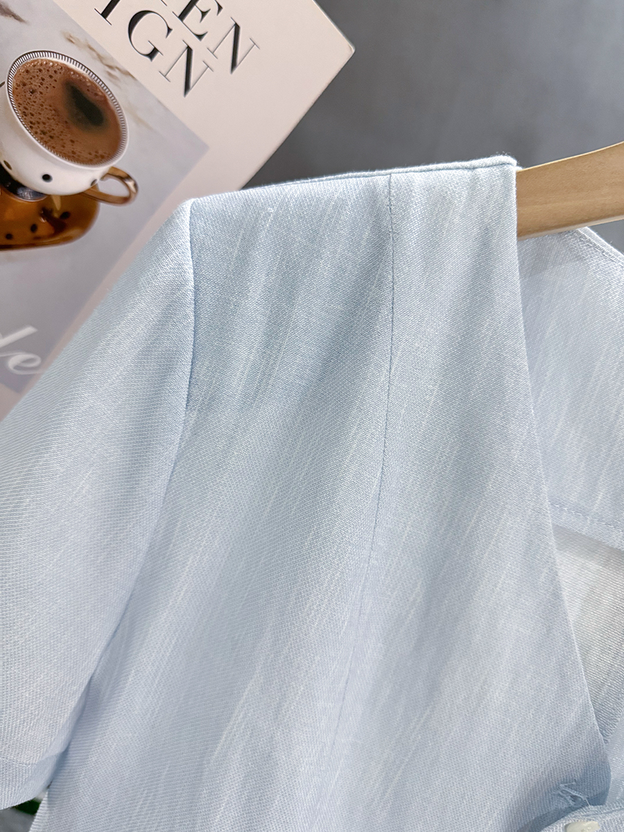 Lightweight Blue Korean-Style Short Jacket for Women - Elegant Summer 2025 Thin Top for a Youthful Look Lightweight Blue Korean-Style Short Jacket for Women - Elegant Summer 2025 Thin Top for a Youthful Look