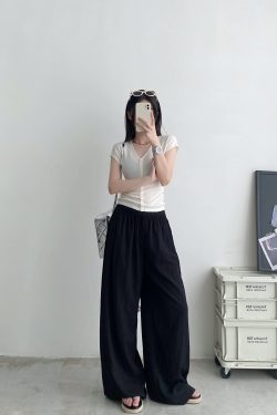 Lightweight Casual Wide-Leg Pants for Women, Loose Breathable Sun-Protective Floor-Length Trousers for Summer Fashion