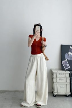 Lightweight Casual Wide-Leg Pants for Women, Loose Breathable Sun-Protective Floor-Length Trousers for Summer Fashion