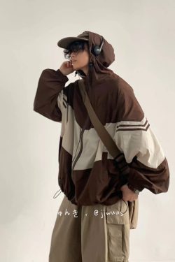 Lightweight Color-Blocked Hooded Sun Protection Jacket for Men and Women - Japanese Retro Outdoor Work Coat, Breathable Summer Style