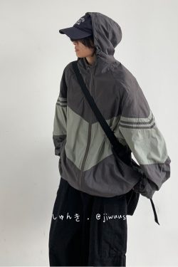 Lightweight Color-Blocked Hooded Sun Protection Jacket for Men and Women - Japanese Retro Outdoor Work Coat, Breathable Summer Style