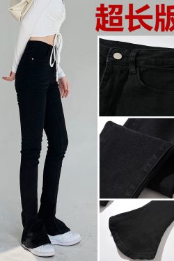 Lightweight Fleece Mid-Rise Slim Fit Flared Jeans for Women - Perfect for Spring and Autumn, Casual Chic Style