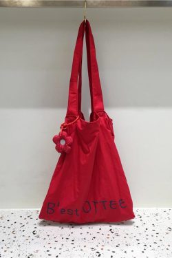 Lightweight Flower Pendant Nylon Tote Bag - Versatile Spring Summer Dopamine Outfit Shoulder Bag for Everyday Style