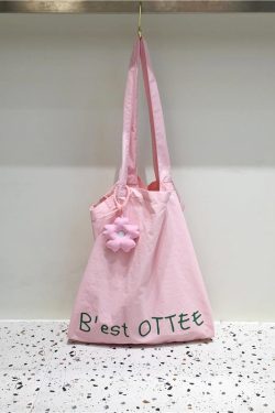 Lightweight Flower Pendant Nylon Tote Bag - Versatile Spring Summer Dopamine Outfit Shoulder Bag for Everyday Style