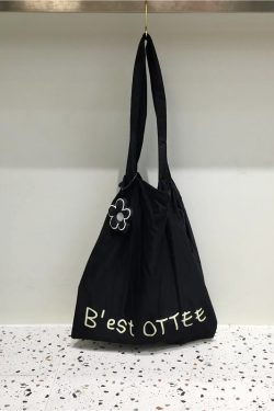 Lightweight Flower Pendant Nylon Tote Bag - Versatile Spring Summer Dopamine Outfit Shoulder Bag for Everyday Style