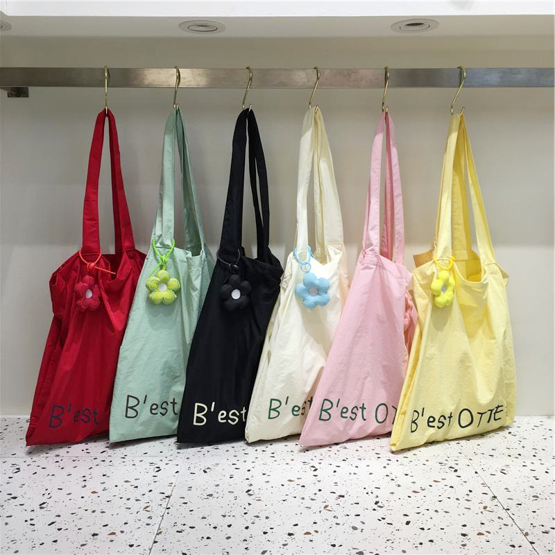 Lightweight Flower Pendant Nylon Tote Bag - Versatile Spring Summer Dopamine Outfit Shoulder Bag for Everyday Style Lightweight Flower Pendant Nylon Tote Bag - Versatile Spring Summer Dopamine Outfit Shoulder Bag for Everyday Style