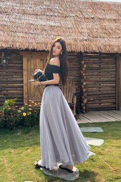 Lightweight High-Waisted A-Line Chiffon Skirt, Floor-Length, Slimming Design, Perfect for Spring and Summer Fashion