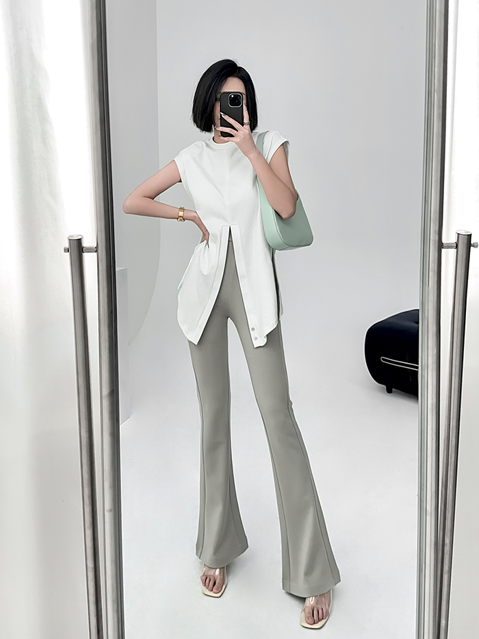 Lightweight High-Waisted Flared Pants for Women - Stretchy Draping Wide-Leg, Slimming Floor-Length Design for Spring and Autumn Lightweight High-Waisted Flared Pants for Women - Stretchy Draping Wide-Leg, Slimming Floor-Length Design for Spring and Autumn
