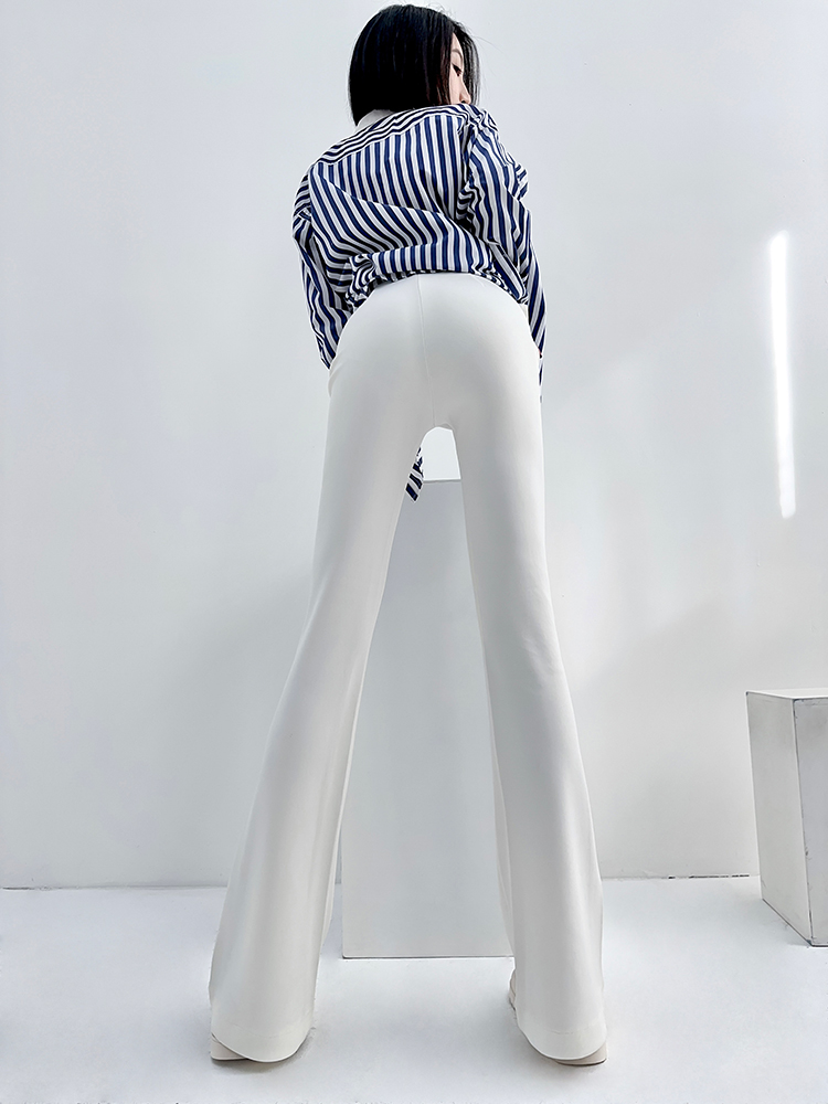 Lightweight High-Waisted Flared Pants for Women - Stretchy Draping Wide-Leg, Slimming Floor-Length Design for Spring and Autumn Lightweight High-Waisted Flared Pants for Women - Stretchy Draping Wide-Leg, Slimming Floor-Length Design for Spring and Autumn