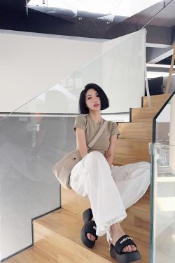 Lightweight High-Waisted Long Pants for Women - Casual White Cotton Drawstring Trousers, Spring Summer American Street Style