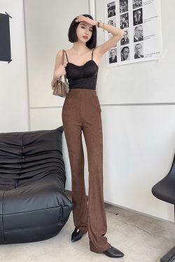 Lightweight High-Waisted Retro Flared Pants for Women - Slim Fit, Stretchy, Floor-Length Design for Spring and Summer Fashion