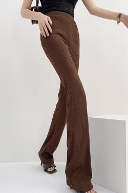 Lightweight High-Waisted Retro Flared Pants for Women - Slim Fit, Stretchy, Floor-Length Design for Spring and Summer Fashion