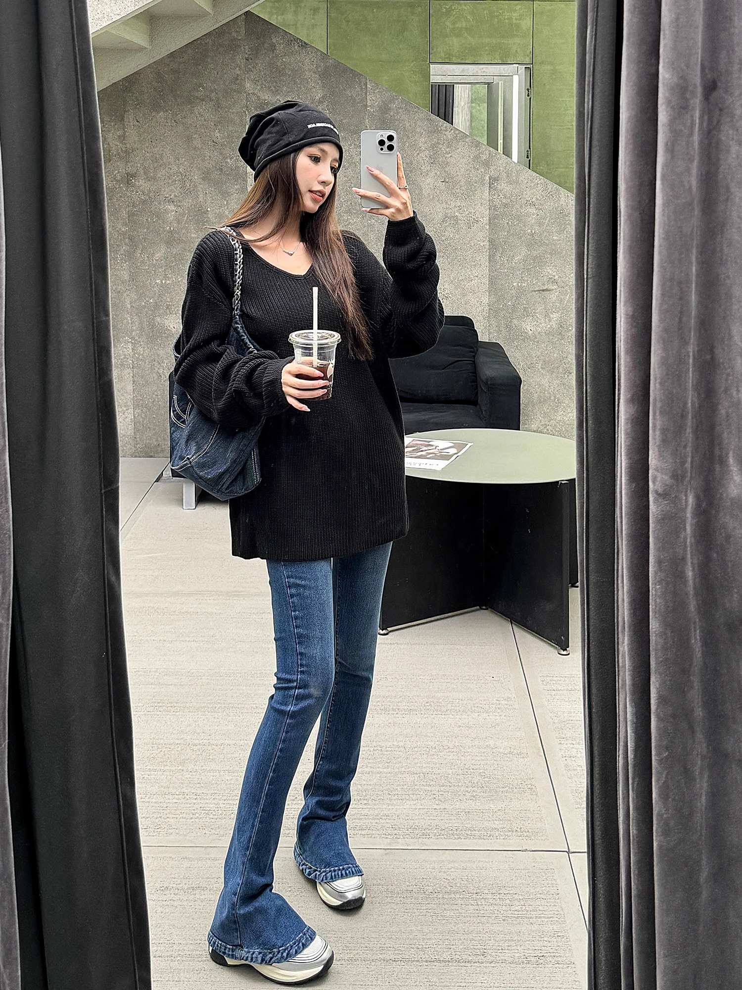 Lightweight High-Waisted Slim-Fit Flared Pants for Spring & Autumn - Extra Long Deep Blue Denim Jeans Lightweight High-Waisted Slim-Fit Flared Pants for Spring & Autumn - Extra Long Deep Blue Denim Jeans