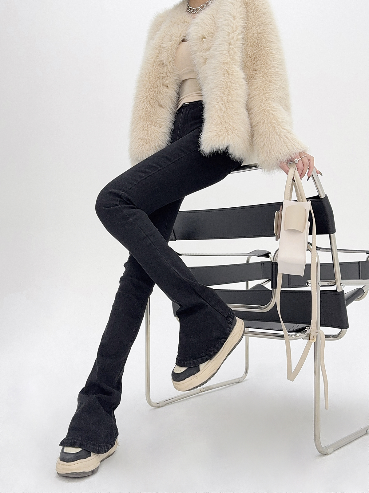 Lightweight High-Waisted Slim-Fit Flared Pants for Spring & Autumn - Extra Long Deep Blue Denim Jeans Lightweight High-Waisted Slim-Fit Flared Pants for Spring & Autumn - Extra Long Deep Blue Denim Jeans