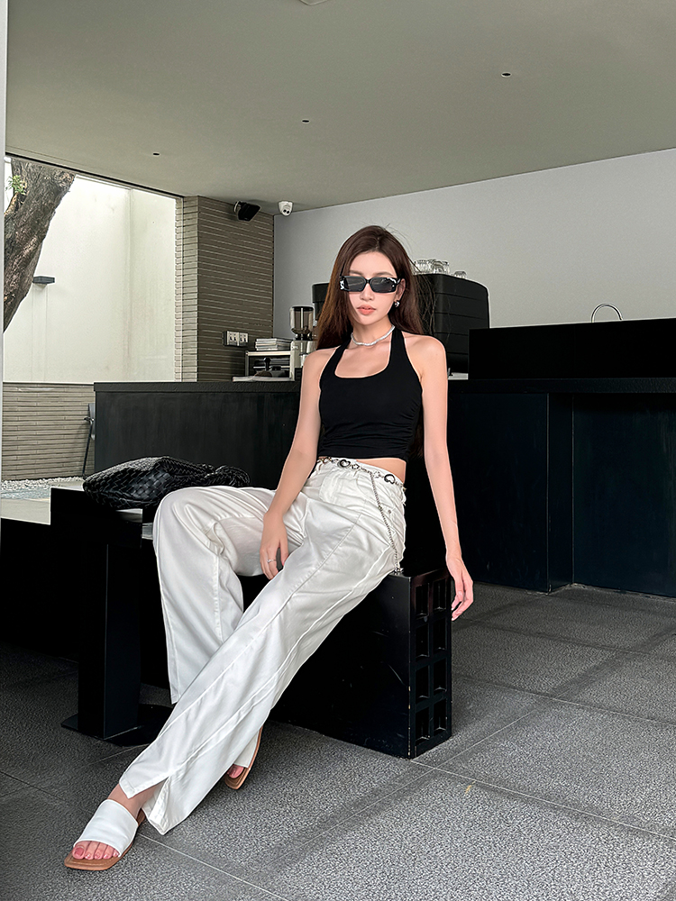 Lightweight High-Waisted Wide-Leg Jeans for Women - Summer Loose Fit, Split Hem, Floor-Length Tencel, White, Y2K Style Lightweight High-Waisted Wide-Leg Jeans for Women - Summer Loose Fit, Split Hem, Floor-Length Tencel, White, Y2K Style