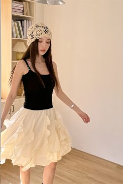 Lightweight Irregular Lace Ruffled A-Line Skirt – Versatile Chiffon Cake Skirt for Spring and Summer Fashion