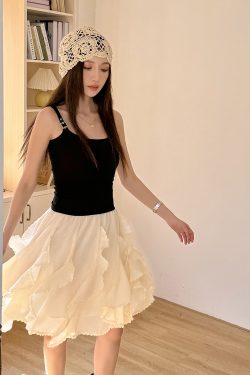 Lightweight Irregular Lace Ruffled A-Line Skirt – Versatile Chiffon Cake Skirt for Spring and Summer Fashion