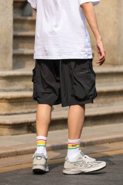 Lightweight Japanese-Style Men's Summer Work Shorts, Loose Quick-Dry Multi-Pocket Casual Five-Point Pants for Outdoor Sports