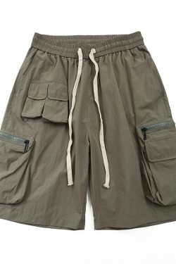Lightweight Japanese-Style Men's Summer Work Shorts, Loose Quick-Dry Multi-Pocket Casual Five-Point Pants for Outdoor Sports