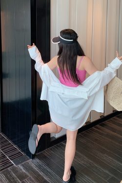 Lightweight Luxury Long Sleeve Sunscreen Shirt for Plus-Size Women - 2025 Summer Style, Belly Covering Top