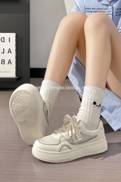 Lightweight Mesh White Sneakers for Women - Breathable Casual Minimalist Sports Shoes for Summer 2025