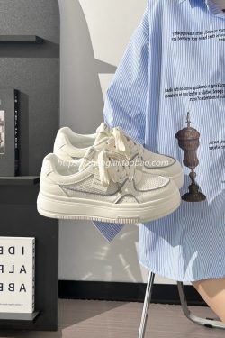 Lightweight Mesh White Sneakers for Women - Breathable Casual Minimalist Sports Shoes for Summer 2025