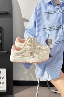 Lightweight Mesh White Sneakers for Women - Breathable Casual Minimalist Sports Shoes for Summer 2025