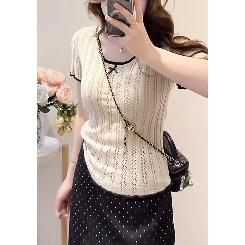 Lightweight Plus Size Hollow Knit Top for Women, Flattering Summer Style, Polka Dot Skirt, Elegant Two-Piece Set, Curvy Fit Lightweight Plus Size Hollow Knit Top for Women, Flattering Summer Style, Polka Dot Skirt, Elegant Two-Piece Set, Curvy Fit