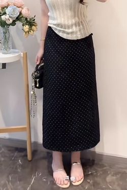 Lightweight Plus Size Hollow Knit Top for Women, Flattering Summer Style, Polka Dot Skirt, Elegant Two-Piece Set, Curvy Fit