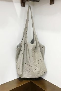 Lightweight Polka Dot Checkered Canvas Shopping Bag - Large Capacity Summer Shoulder Tote - Korean Style Ins Fashion