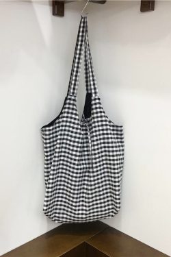 Lightweight Polka Dot Checkered Canvas Shopping Bag - Large Capacity Summer Shoulder Tote - Korean Style Ins Fashion