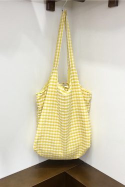 Lightweight Polka Dot Checkered Canvas Shopping Bag - Large Capacity Summer Shoulder Tote - Korean Style Ins Fashion